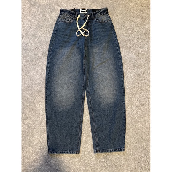 KBB by Kahlana Barfield Brown Denim - KBB by Kahlana Barfield Brown Lynnox Barrel Leg‎ Jeans Dark Wash Womens 4 30x31